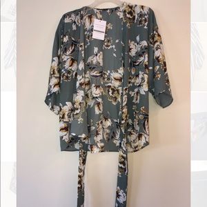 Light Blue & White Floral Lightweight Cardigan